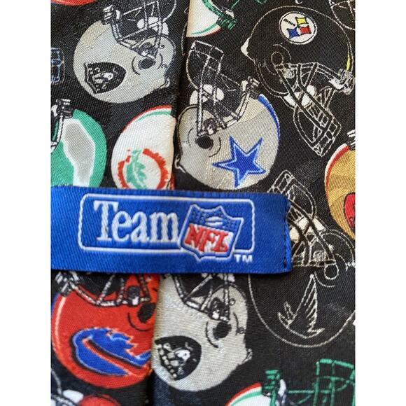 Team NFL Black Helmets Polyester Tie Preowned Made In USA - Picture 2 of 6